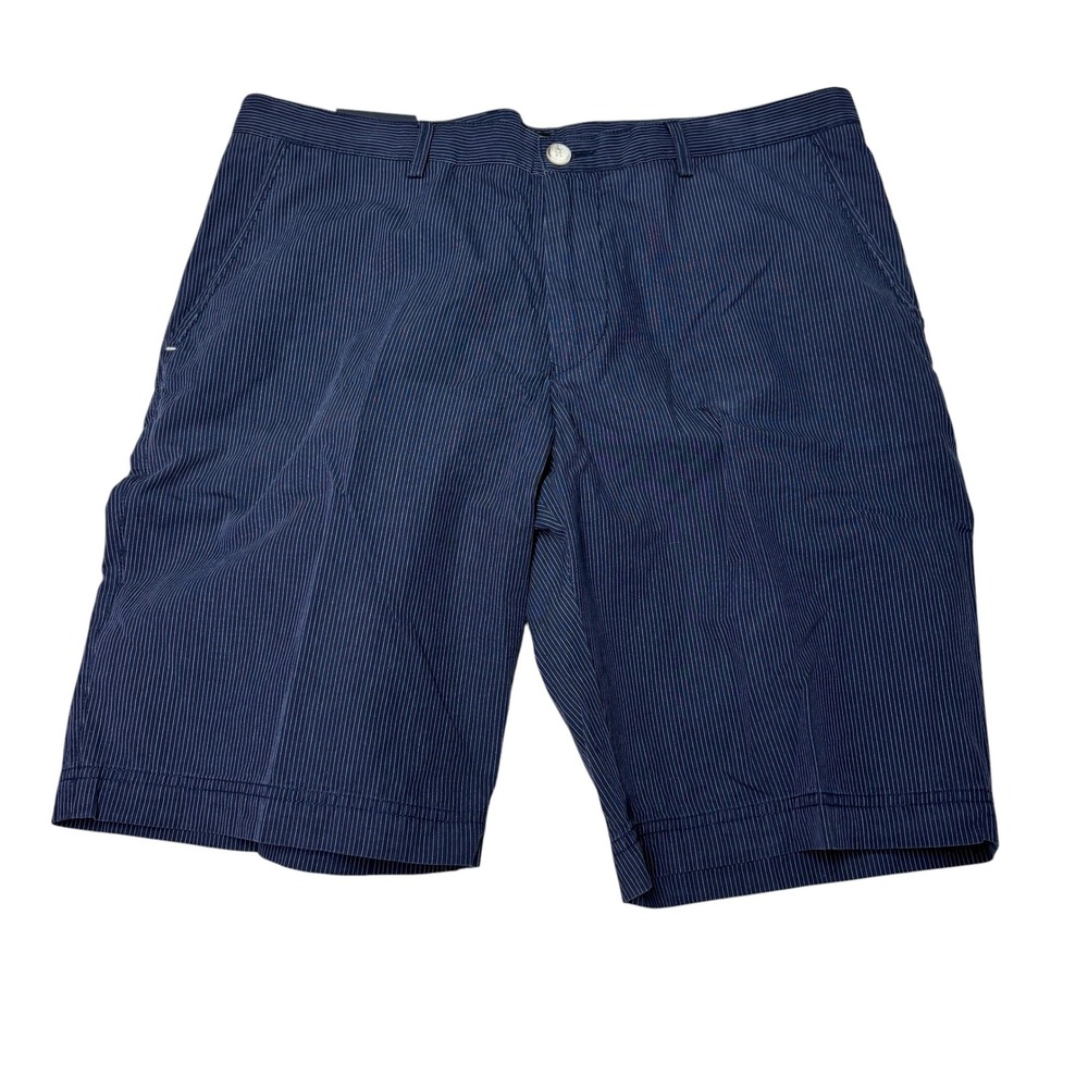 NWT Hugo Boss Clyde1-W Mens Navy Pinstripe Cotton Shorts Regular Fit Size 34X10